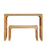 Dining Bench And Table, Pine Indoor Wood Bench For Entryway,Living Room,Kitchen And Bedroom Table And Bench Set  Nature, Long Bench  Table Tempered Glass Included