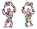 Grand singe roi KONG décor à la maison gorille SCULPTURE décorative sauvage KONG baril d'huile avec manchettes STATUE cadeau d'anniversaire mariage R4715