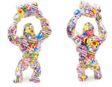 Grand singe roi KONG décor à la maison gorille SCULPTURE décorative sauvage KONG baril d'huile avec manchettes STATUE cadeau d'anniversaire mariage R4715