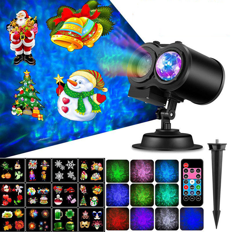 Dual Tube Garden Water Pattern Projection Light Children Bedroom Ambient Lamp Uplights Stage Lighting Effect Light