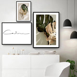 Green And Gold Leaves Nature Poster And Living Room Decor Printed Wall