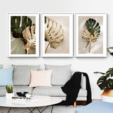 Green And Gold Leaves Nature Poster And Living Room Decor Printed Wall