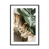 Green And Gold Leaves Nature Poster And Living Room Decor Printed Wall