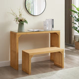 Dining Bench And Table, Pine Indoor Wood Bench For Entryway,Living Room,Kitchen And Bedroom Table And Bench Set  Nature, Long Bench  Table Tempered Glass Included